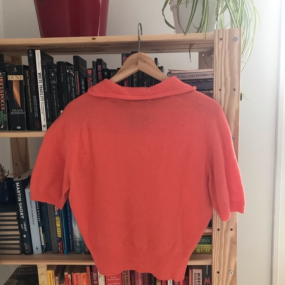 Vintage coral wool short-sleeved sweater - Picture 4 of 6